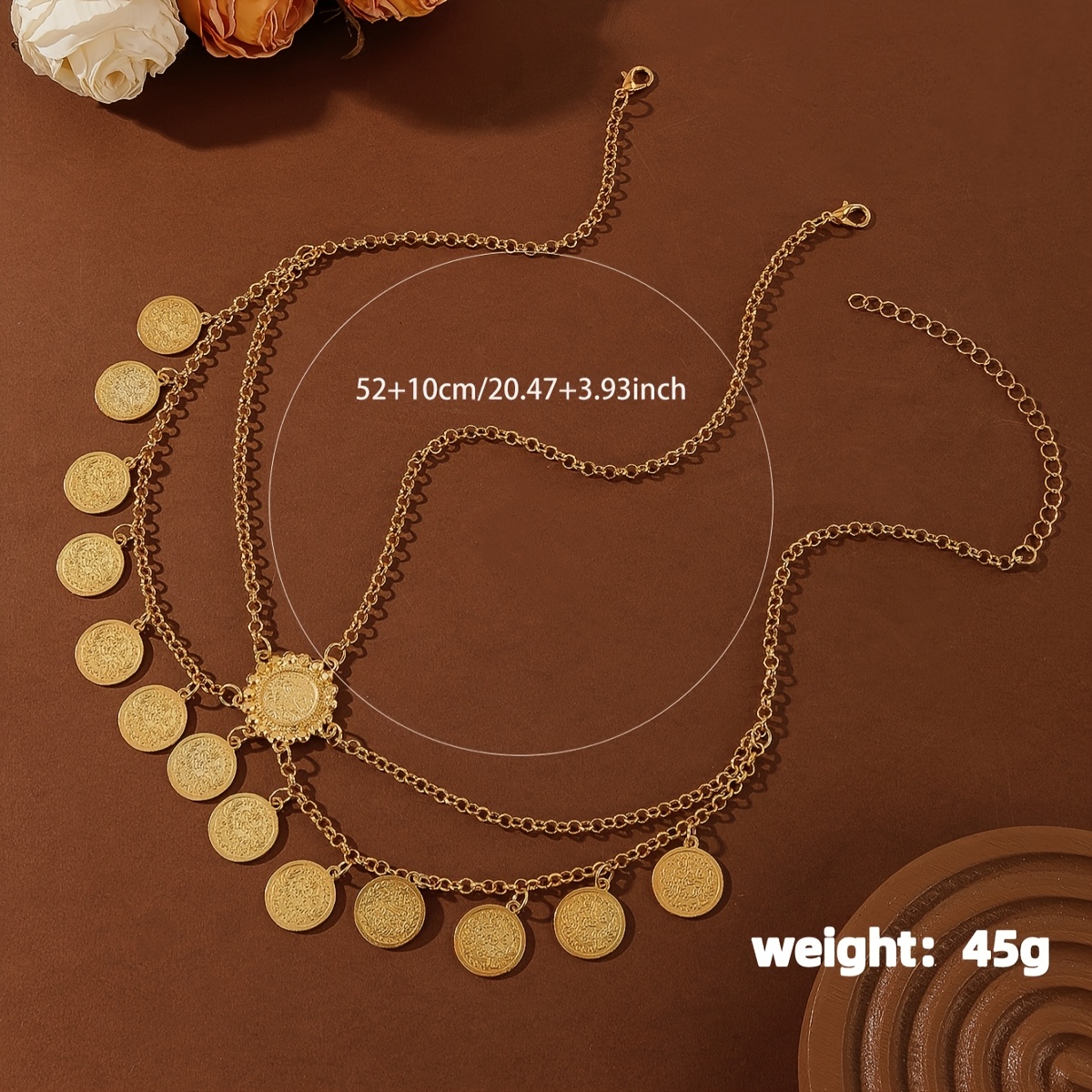 Retro Ethnic-style Golden Round Piece Pendant Headpiece